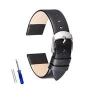 Poyuad 19 cm langes, weiches Lederarmband, 14-22 mm breit, schmales Armband, schlicht und stilvoll, Ersatzarmband,Schwarz,14 mm