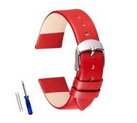 Poyuad 19 cm langes, weiches Lederarmband, 14-22 mm breit, schmales Armband, schlicht und stilvoll, Ersatzarmband,Rot,20 mm