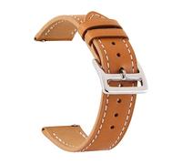 Poyuad 21 cm lang, 18-24 mm breit, einreihiges Lederarmband mit traditioneller Dornschließe, stilvolles und schlankes Design, Ersatzzubehör,Braun,22 mm