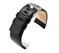 Poyuad Länge 20 cm, Breite 20-32 mm, Herren-Uhrenarmband aus Leder, universelles Uhrenarmband aus Leder, Ersatzzubehör.,Schwarz,32 mm