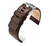 Poyuad Länge 20 cm, Breite 20-32 mm, Herren-Uhrenarmband aus Leder, universelles Uhrenarmband aus Leder, Ersatzzubehör.,Braun,28 mm