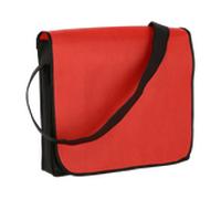 PP-Umhängetasche, Leichte PP-Umhängetasche mit langem Schultergurt rot/schwarz