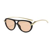 PPFVVTV Beliebte Mode Doppelbrücken Damen Luxus Sonnenbrille Oval Hohl Shades UV400 Herren Sonnenbrille (Schwarz Hell Tee)