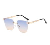PPFVVTV Große Katzenaugen-Sonnenbrille für Damen, luxuriös, randlos, modisch, rahmenlos, grau, Autofahrer-Sonnenbrille, UV400 (blaubraun)