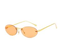 PPFVVTV Luxuriöse, trendige, randlose, ovale Retro-Sonnenbrille für Damen, UV400, Punk-Sonnenbrille für Herren, Schatten beim Autofahren (Gold-Orange)