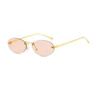 PPFVVTV Luxuriöse, trendige, randlose, ovale Retro-Sonnenbrille für Damen, UV400, Punk-Sonnenbrille für Herren, Schatten beim Autofahren (Gold-Champagner)