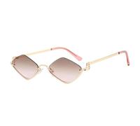 PPFVVTV Luxus-Sonnenbrille für Damen und Herren, kleiner polygonaler Metallrahmen, Sonnenbrille zum Autofahren, Reisen, UV400 (Gold, Tee, Pink)