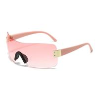 PPFVVTV Modische, trendige Sonnenbrille für Damen, rahmenlos, hochwertige, luxuriöse Fahrradbrille, einteilig, personalisierte Sonnenbrille, UV400, pink, Einheitsgröße