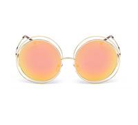 PPFVVTV Vintage Damen Runde Sonnenbrille Damenmode Metall Großer Rahmen Sonnenbrille Weibliche Schutzbrille, Gold, Rot, Einheitsgröße