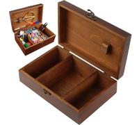 Ppmter Holz-nähkorb, Multifunktionaler Vintage-nähkasten Aus Holz, Nadelfaden-aufbewahrungskoffer, DIY-nähwerkzeuge-Organizer