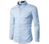 PPPPA Herren Blumenmuster Langarm Button Down Party Casual Fancy Blumenhemden Regular Fit Lässiges Knopfhemd Herren Hemden Langarm Business Regular Fit Hochzeit Arbeit Bügelfrei S-XXL