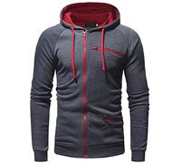 PPPPA Herren Full-Zip Athletic Langarm Hoodies Gym Zip-Up Workout Bodybuilding Fit Muscle Fitness mit Reißverschlusstaschen Herren Casual Zip Up Hoodies Langarm Tops Hooded Sweatshirt Pullover Jacke