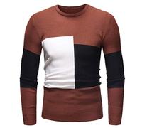 PPPPA Herren Herbst und Winterpullover Dreifarbiger Nähstrick Schlanker dünner Modetrendpullover Herrenpullover Herbst Bequemer dünner Pullover Modische Farbabstimmung Niedriger Pullover