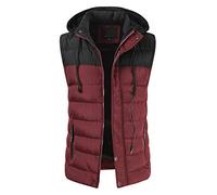 PPPPA Herren Weste Steppweste Outdoor Weste Mit Kapuze Und Stehkragen Herren Outdoor-Weste - Slim-Fit - Abnehmbare Kapuze und Stehkragen - Moderne Stepp-Weste Outdoor Weste Mit Kapuze Und Stehkragen