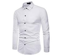 PPPPA Herrenhemden Slim Fit Langarm Bambus Casual Formelles Hemd Button Down Arbeitshemden Herren Herren Kragenhemd Langarm Herren Weiße Hemden Lässige Langarm Slim Fit Kragen Formale Smokinghemden