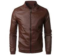 PPPPA Herrenjacke Kunstleder Reißverschluss Kunstleder Biker Casual Style Herrenmantel Lässig Warm verdickt Winter Bomberjacke Langarm mit Reißverschluss Leichte Federbomberärmel Taschen Reisesport