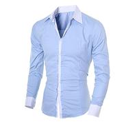 PPPPA Herrenmode Slim Fit Business Hemd Freizeithemd Herren Business Slim Fit Hemd Patchwork Knopfverschluss Hemd Lässige Baumwolle Langarm Hemd Karierter Kragen Slim Fit Button Down Hemd