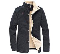 PPPPA Wintermantel Herren Mantel Slim Fit Lang Wollmantel Business Trenchcoat Schwarz Stehkragen Herren Winter Mantel Warm Kurz Slim Fit Winterjacke Business Kurzmantel Slim Fit Herrenmantel