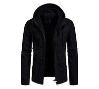 PPPPA Winterparka Herren Fleece Gefüttert Warme Winterjacke mit Kapuze Mantel Übergangsjacke Militär Jacke mit Herren leichte Winterjacke Herbstjacke Bomberjacke Kapuzenbomberjacke