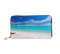 PPTHSNVB Amerikanische Flagge Feuerwerk Damen Geldbörse Große Kapazität Kreditkartenhalter Reißverschluss Telefon Clutch Damen Reise Geldbörse, White Beach Tropical Sea, Einheitsgröße, Klassisch