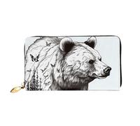 PPTHSNVB Amerikanische Flagge Feuerwerk Damen Geldbörse Große Kapazität Kreditkartenhalter Reißverschluss Telefon Clutch Damen Reise Geldbörse, Wildlife Handgezeichneter Bär, Einheitsgröße, Klassisch