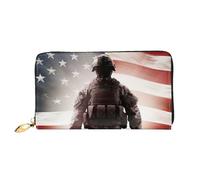 PPTHSNVB Beautiful Beach Sunset Damen Geldbörse Große Kapazität Kreditkartenhalter Reißverschluss Telefon Clutch Damen Reise Geldbörse, Amerikanische Flagge Soldat, Einheitsgröße, Klassisch