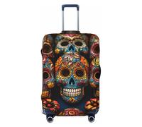 PPTHSNVB Bunte Gepäckabdeckungen mit Totenköpfen für Koffer, elastisch, staubdicht, kratzfest, dick, Reisegepäckabdeckung, waschbar, passend für Gepäck von 45,7 - 81,3 cm, Schwarz , M