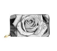 PPTHSNVB Cat Damen Geldbörse Große Kapazität Kreditkartenhalter Reißverschluss Telefon Clutch Damen Reise Geldbörse, Schwarze weiße Rose, Einheitsgröße, Klassisch