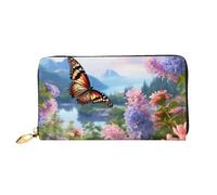 PPTHSNVB Cat Damen Geldbörse Große Kapazität Kreditkartenhalter Reißverschluss Telefon Clutch Damen Reise Geldbörse, Schmetterlingsgarten, Einheitsgröße, Klassisch