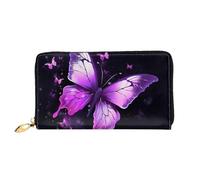 PPTHSNVB Cat Damen Geldbörse Große Kapazität Kreditkartenhalter Reißverschluss Telefon Clutch Damen Reise Geldbörse, Schmetterling lila, Einheitsgröße, Klassisch