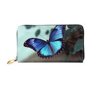 PPTHSNVB Cat Under Blanket Damen Geldbörse Große Kapazität Kreditkartenhalter Reißverschluss Telefon Clutch Damen Reise Geldbörse, blau mit schmetterlingen, Einheitsgröße, Klassisch