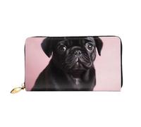 PPTHSNVB Cherry Fruit Damen Geldbörse Große Kapazität Kreditkartenhalter Reißverschluss Telefon Clutch Damen Reise Geldbörse, Süßer schwarzer Mops, Einheitsgröße, Klassisch