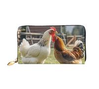 PPTHSNVB Cool Cheetah Leopard Damen Geldbörse Große Kapazität Kreditkartenhalter Reißverschluss Telefon Clutch Damen Reise Geldbörse, Hühner und Bauernhof, Einheitsgröße, Klassisch