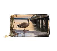 PPTHSNVB Cowboy Schwarz Hut Westernstiefel Damen Geldbörse Große Kapazität Kreditkartenhalter Reißverschluss Telefon Clutch Damen Reise Geldbörse, Wild Goose By the Bridge, Einheitsgröße, Klassisch