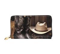 PPTHSNVB Cowboy Schwarz Hut Westernstiefel Damen Geldbörse Große Kapazität Kreditkartenhalter Reißverschluss Telefon Clutch Damen Reise Geldbörse, Cowboy Black Hat Westernstiefel, Einheitsgröße