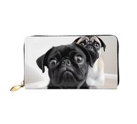 PPTHSNVB Cowboy Schwarz Hut Westernstiefel Damen Geldbörse Große Kapazität Kreditkartenhalter Reißverschluss Telefon Clutch Damen Reise Geldbörse, Süßer schwarzer Mops, Einheitsgröße, Klassisch