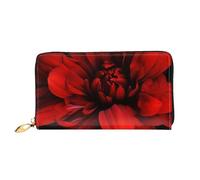 PPTHSNVB Damen-Geldbörse, Motiv: rote Blume auf Schwarz, großes Fassungsvermögen, Kreditkartenhalter, Reißverschluss, Handy-Clutch, Damen-Reisegeldbörse, Rote Blume auf Schwarz, Einheitsgröße