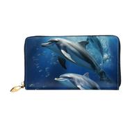 PPTHSNVB Eiffelturm Winter Rainy Damen Geldbörse Große Kapazität Kreditkartenhalter Reißverschluss Telefon Clutch Damen Reise Geldbörse, Süße Delfine, Einheitsgröße, Klassisch