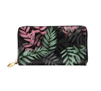 PPTHSNVB Eule Baum Loch Damen Geldbörse Große Kapazität Kreditkartenhalter Reißverschluss Telefon Clutch Damen Reise Geldbörse, Schwarz-grüne Blätter, Einheitsgröße, Klassisch