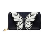PPTHSNVB Farm Traktor Harvest Damen Geldbörse Große Kapazität Kreditkartenetui Reißverschluss Telefon Clutch Damen Reisegeldbörse, Ein schwarz-weißer Schmetterling, Einheitsgröße, Klassisch
