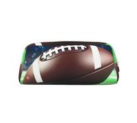 PPTHSNVB Federmäppchen American Football Federmäppchen mit Reißverschluss, großes Fassungsvermögen, Leder, tragbare Make-up-Tasche für Damen und Herren, gold, Einheitsgröße, Druck