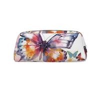 PPTHSNVB Federmäppchen, Aquarell-Schmetterling, Federmäppchen mit Reißverschluss, großes Fassungsvermögen, Leder, tragbare Make-up-Tasche für Damen und Herren, silber, Einheitsgröße, Druck