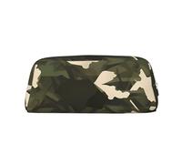 PPTHSNVB Federmäppchen, Armee-Camouflage-Federmäppchen mit Reißverschluss, großes Fassungsvermögen, Leder, tragbare Make-up-Tasche für Damen und Herren, silber, Einheitsgröße, Druck