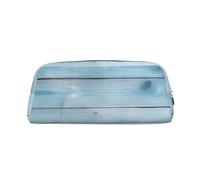 PPTHSNVB Federmäppchen aus blauem Holz, mit Reißverschluss, großes Fassungsvermögen, Leder-Federtasche, tragbare Make-up-Tasche für Damen und Herren, silber, Einheitsgröße, Druck