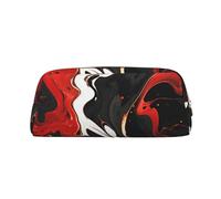 PPTHSNVB Federmäppchen aus schwarzem und rotem Marmor, mit Reißverschluss, großes Fassungsvermögen, Leder-Federtasche, tragbare Make-up-Tasche für Damen und Herren, gold, Einheitsgröße, Druck