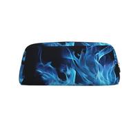 PPTHSNVB Federmäppchen, blaue Flamme, Federmäppchen mit Reißverschluss, großes Fassungsvermögen, Leder, tragbare Make-up-Tasche für Damen und Herren, silber, Einheitsgröße, Druck