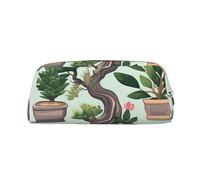 PPTHSNVB Federmäppchen Bonsai-Pflanzen-Bleistifttasche mit Reißverschluss, großes Fassungsvermögen, Leder-Bleistifttasche, tragbare Make-up-Tasche für Damen und Herren, gold, Einheitsgröße, Druck