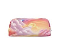 PPTHSNVB Federmäppchen, buntes Regenbogen-Federmäppchen mit Reißverschluss, großes Fassungsvermögen, Leder-Bleistifttasche, tragbare Make-up-Tasche für Damen und Herren, silber, Einheitsgröße, Druck