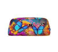 PPTHSNVB Federmäppchen, buntes Schmetterlings-Blumen-Federmäppchen mit Reißverschluss, großes Fassungsvermögen, Leder-Bleistifttasche, tragbare Make-up-Tasche für Damen und Herren, gold, Einheitsgröße