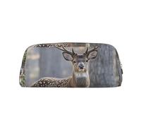 PPTHSNVB Federmäppchen, Camouflage, Hirsch, Federmäppchen mit Reißverschluss, großes Fassungsvermögen, Leder-Bleistifttasche, tragbare Make-up-Tasche für Damen und Herren, gold, Einheitsgröße, Druck